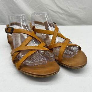 Mariella Made in Italy Brown Caged Ankle Open Toe Sandal Flats- Women's 8.5 -New